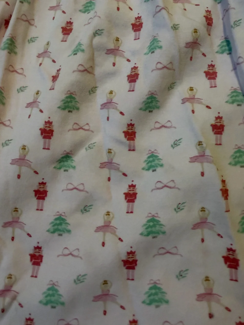 Girls' Light Pink Nutcracker Print Long-Sleeve Pajama Top with Ruffle Shoulders